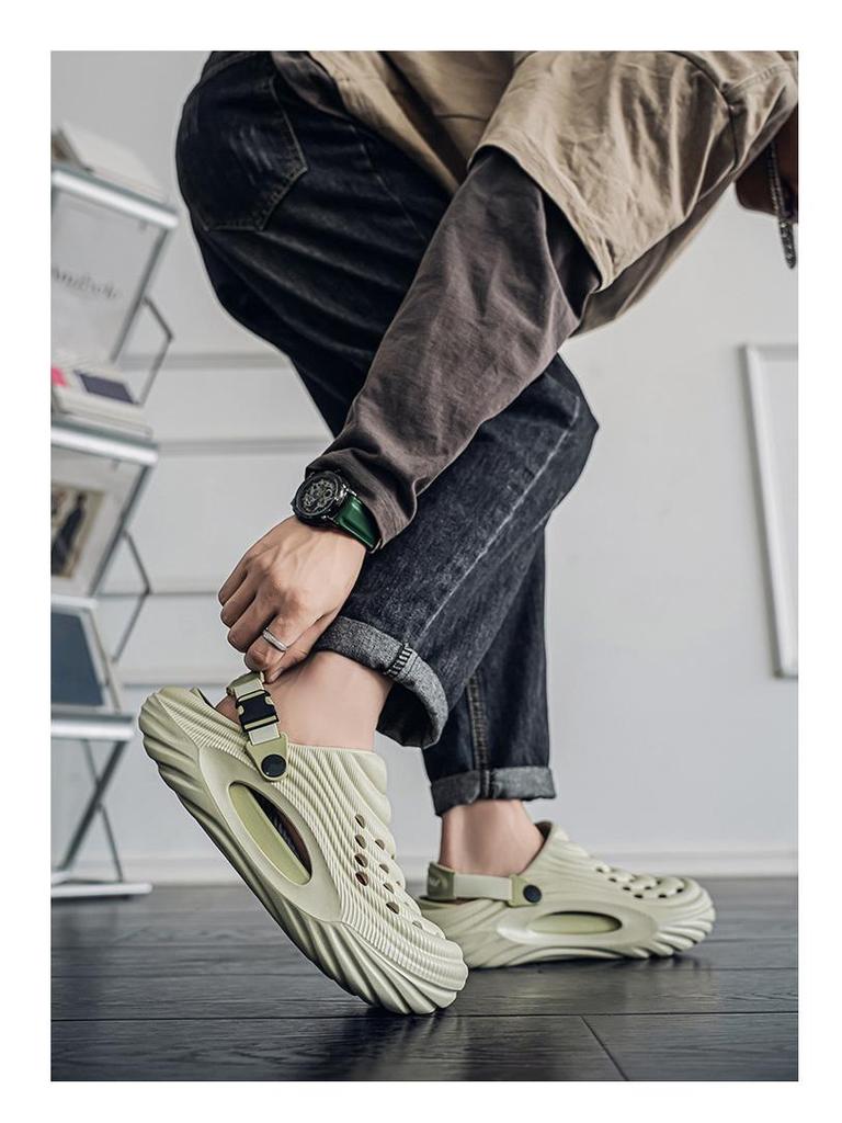 Męskie letnie sandały z zakrytymi palcami i antypoślizgową podeszwą - Gruba miękka podeszwa, buty outdoorowe sportowe plażowe, dostępne duże rozmiary