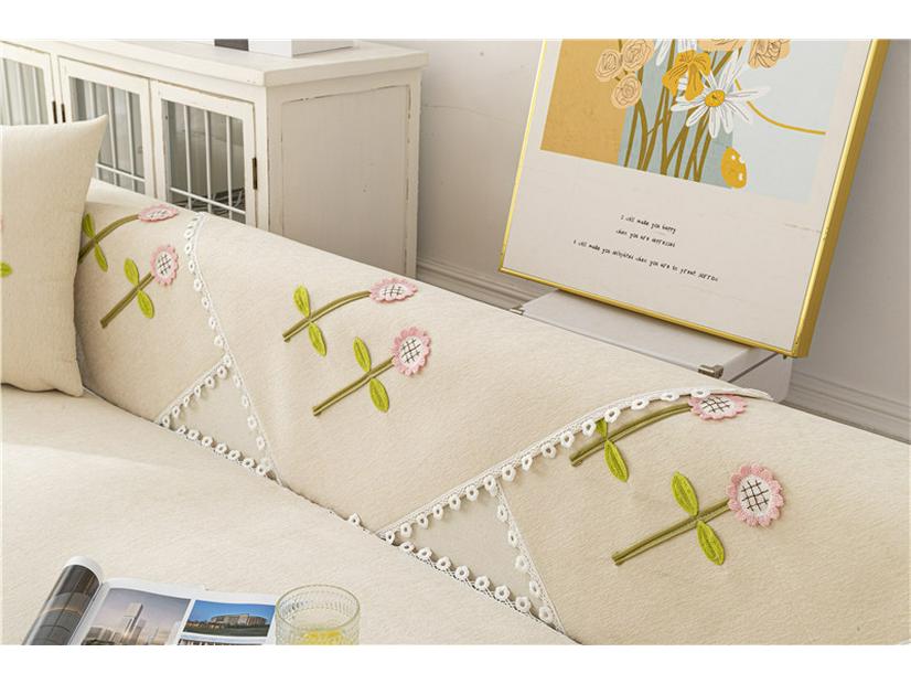 Four Seasons Universal Non-Slip Embroidered Flower Sofa Cushion