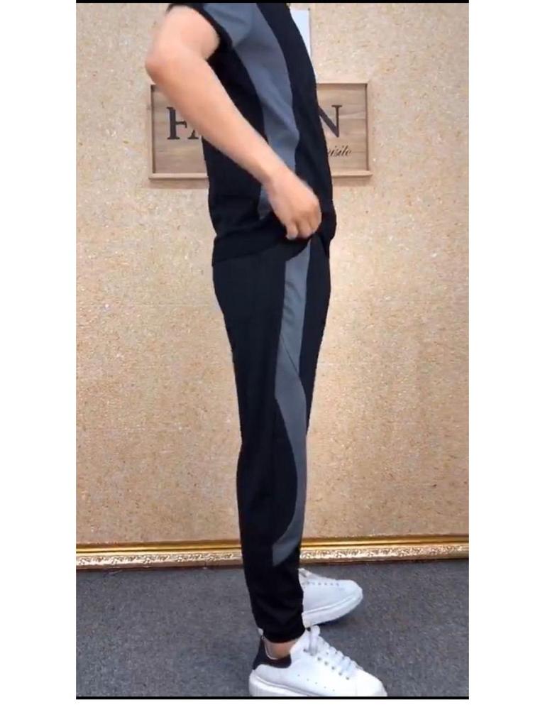 Icy Men's Classic Two-Piece Sportswear Set - Summer Casual Nine-Point Elastic Pants