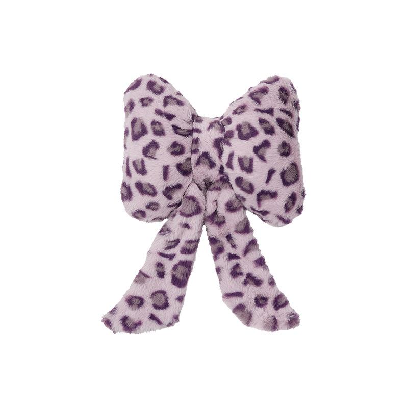 Bow Leopard Print Car Headrest Car Seat Decoration Neck Pillow Protection Pillow Plush Comfortable Seat Cushion Lumbar Support