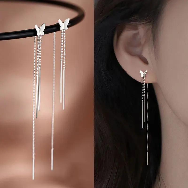 Trend Gold  Color Long Zircon Earrings Wire Tassel Chain Drop Earring Women'S Ear Line Hanging Jewelry Gifts Wholesale