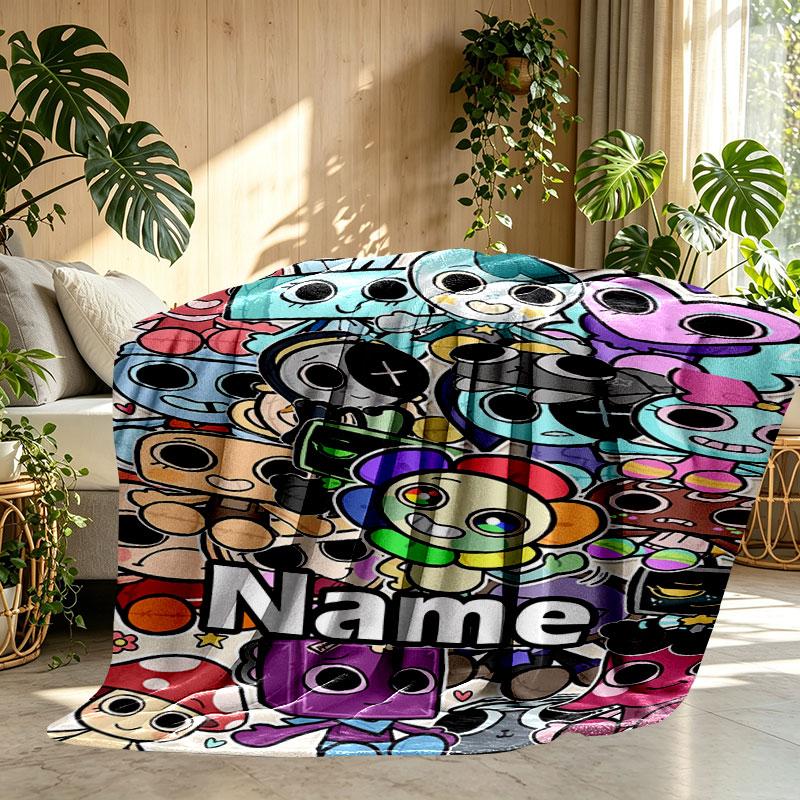 Custom Name Personalized Dandy's World Print Blanket, Home Decor, Bedroom, Sofa, Camping, Couch, Gifts for Birthday Christmas