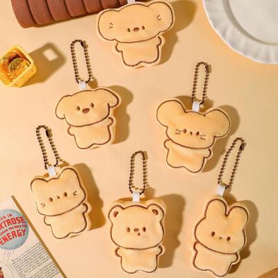 1/2 Stuks Schattige Cartoon Simulatie Koekje Beer Pluche Hanger Sleutelhanger Kawaii Gevulde Pop Rugzak Hanger Decoratieve Accessoires