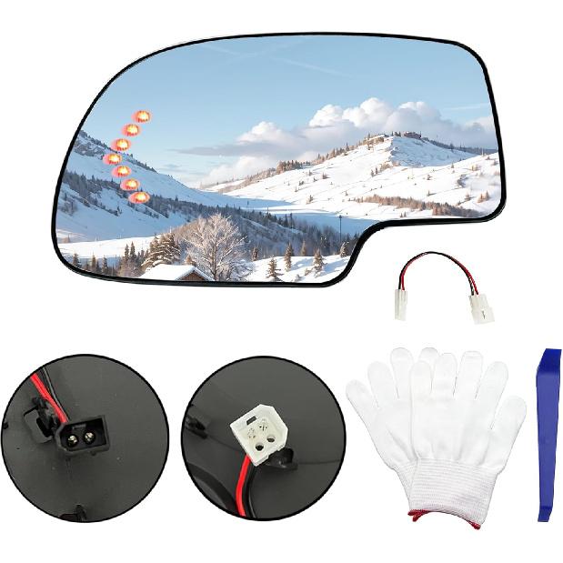 Left Driver Side Mirror Replacement For 03-07 Chevy Silverado,Cadillac,Gmc Sierra,Yukon 2003 2004 2005 2006 2007 With Heated,Rear Holder &Led Turn