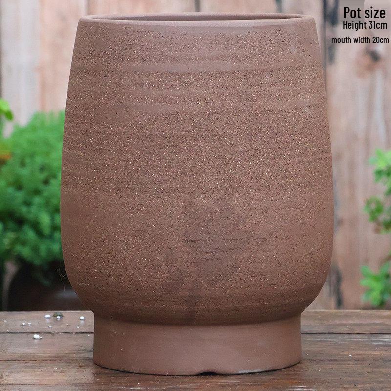 Retro Handmade Large Ceramic Flower Pot for Succulents and Green Plants, Ideal for Home and Landscaping Use