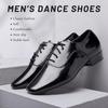 Boys Men's Square Toe Bright Leather Dance Shoes with Breath Light Leather International Standard Dance Heel 1 Inch