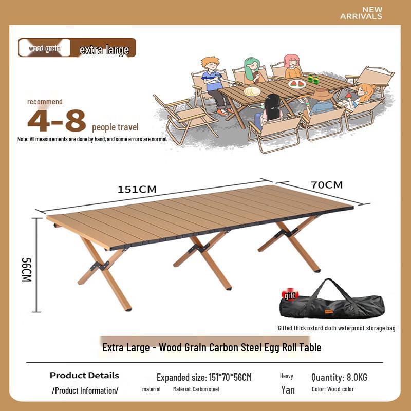 Glacier Age Carbon Steel Roll-up Camping Table & Kermit Chair Set