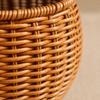 Tea-Brown Woven Organizer Tabletop Round Belly-Shaped Basket Rustic
