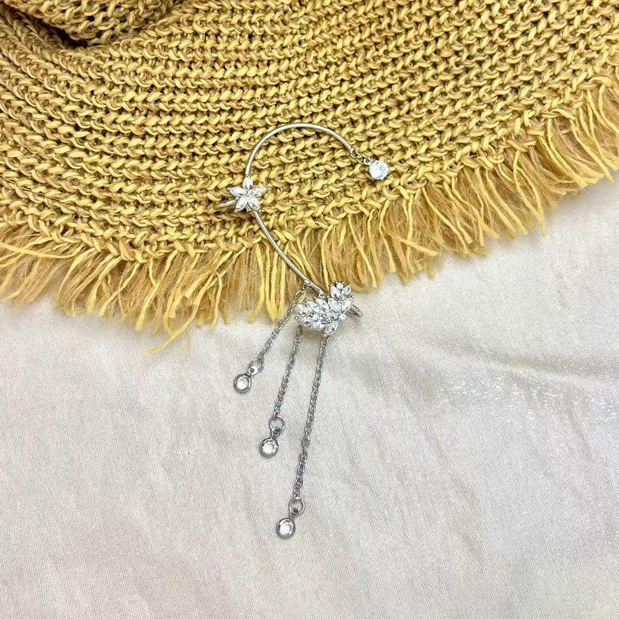 Elegant Zircon Flower Earrings for Women - Sparkling Diamonds, Versatile Design, Long Tassel Ear Cuffs