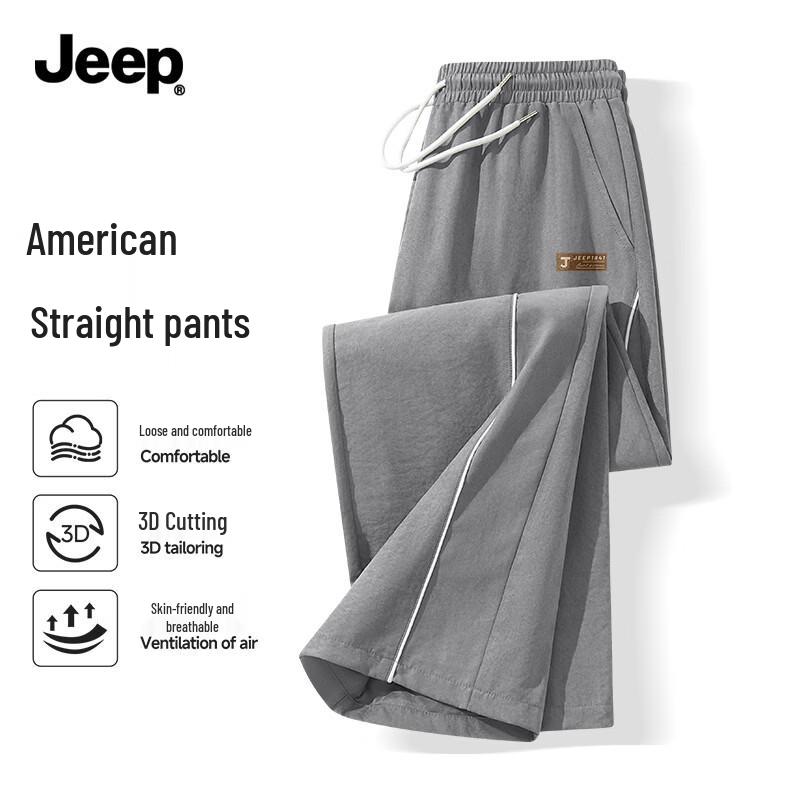 

JEEP Men s American Style Striped Wide-Leg Casual Pants M