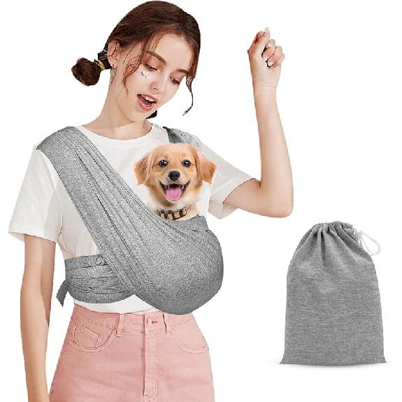 Large Dog Sling Carrier for Small Dogs, Front Facing Carrier for Cats Puppy Sling Wrap Chest, Adjustable Dog Outing Bag, Hands-Free Pet Holder for серый