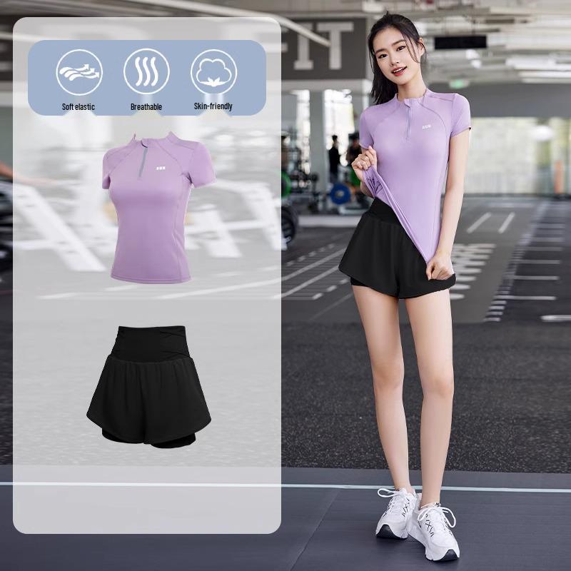 2025 Women's Spring Quick-Dry Sports Set: Short-Sleeve Running, Fitness, Morning Run & Yoga Apparel