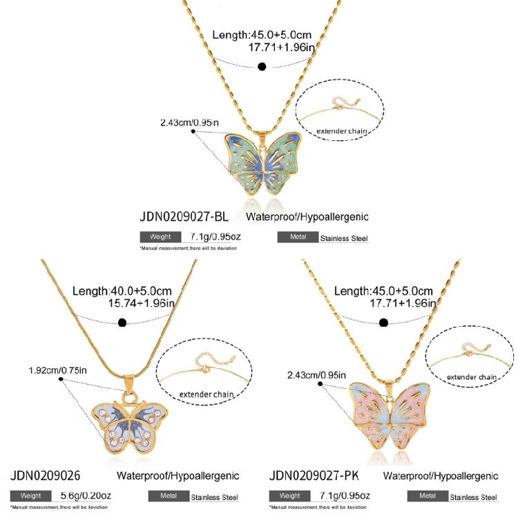 Glossy Butterfly Motifs Necklace Sturdy Stainless Steel Design Seamlessly Transitions From Office To Party