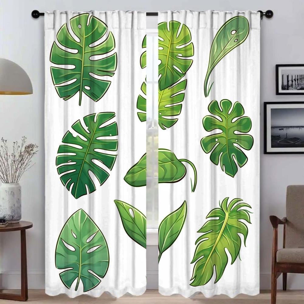 Green Plant Turtle Back Bamboo Window Curtain for Room 2 Panel Curtains for Bedroom Halloween Decoration Partition Shades Living