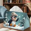 1pc Snow Penguin Tissue Box with Penguin-Shaped Lid Compatible for Kitchen, Bathroom, Car Tissue Holder - Reusable Compact Napkin Dispenser Suitable F