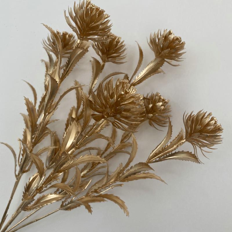 Artificial Golden Eucalyptus Hydrangea Fan Leaf Fake Flower Wedding Photography Home Hotel Ginkgo Leaves Plant Accessories Decor