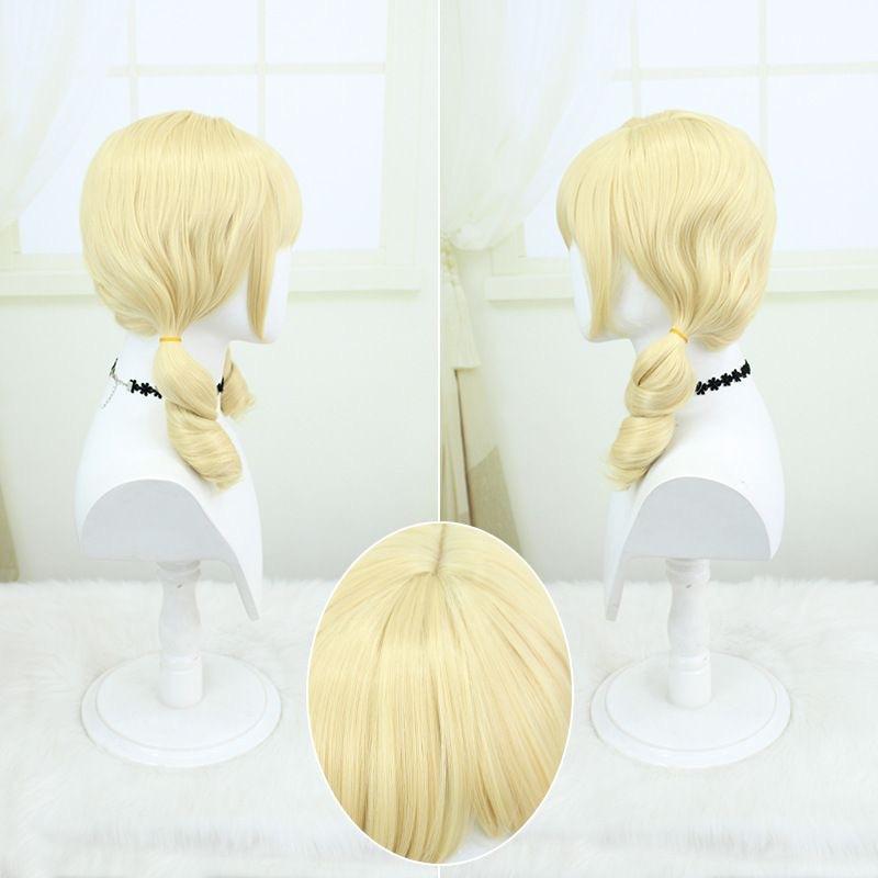 European American Magical Girl Small Round Beautiful Cosplay Wig Light Yellow Curly Hair Simulation Big Scalp Anime