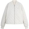 Classic Letter Square Logo Baseball Collar Diamond Quilted Jacket Women Outerwear Milk-White J224701