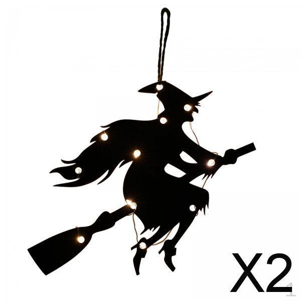 

2x Hanging Light Up Holiday Ornament, Halloween Window Lights, Glowing Lighting Decor,
