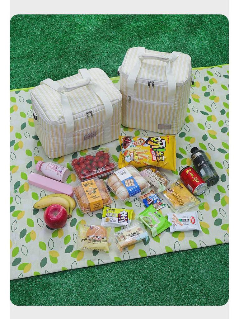 Striped Portable Large-Capacity Insulated Picnic Bag and Cooler