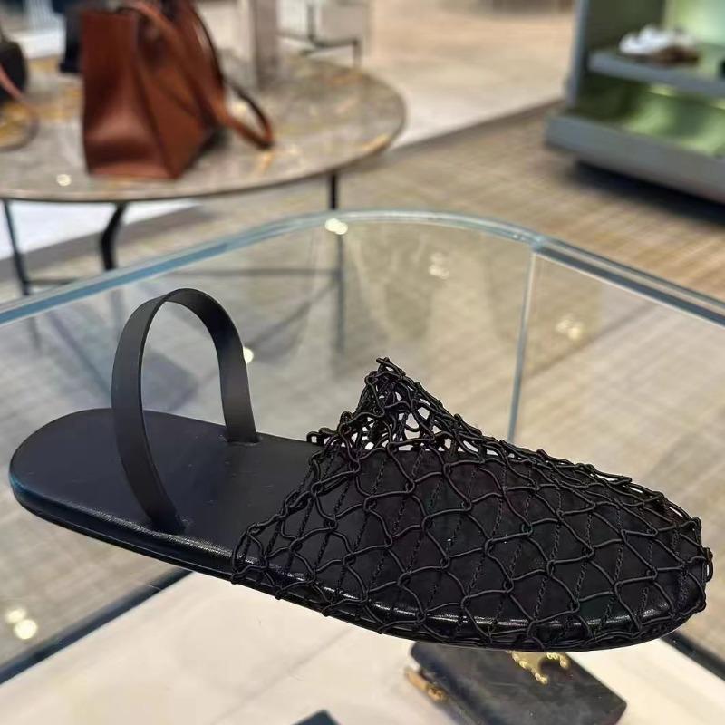 Fashion Women's baotou sandals summer new round head braided knot hollow breathable soft bottom flat slippers