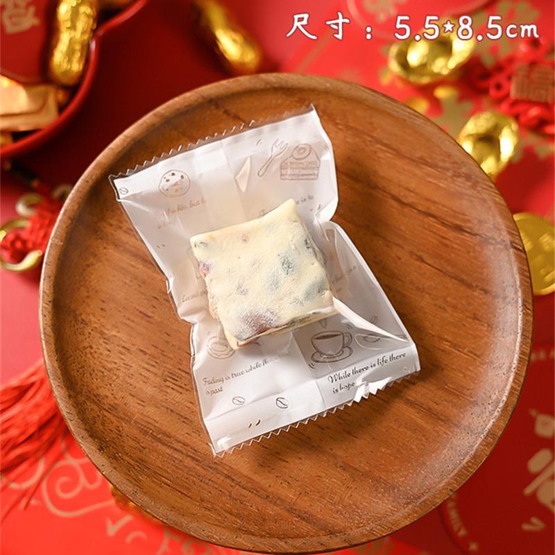 100Pcs 5.5x8.5cm Small Nougat Candy Chinese New Year Snowflake Crispy Packaging Machine Sealing Bags