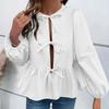 Women's  European American Casual Loose Sexy Tie-button Shirt Blouse Top