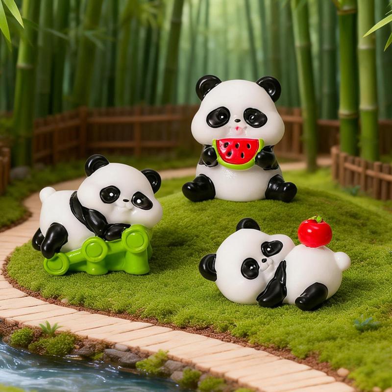 6PCS Mini Panda Figurines Ideal for Adding Charm to Dollhouse and Terrarium Decor