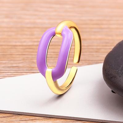 

Nidin INS Hot Sale Enamel Multicolor Rings For Women Gold Plated Dripping Oil Open Adjustable Finger Ring Trend Party Jewerly фіолетовий