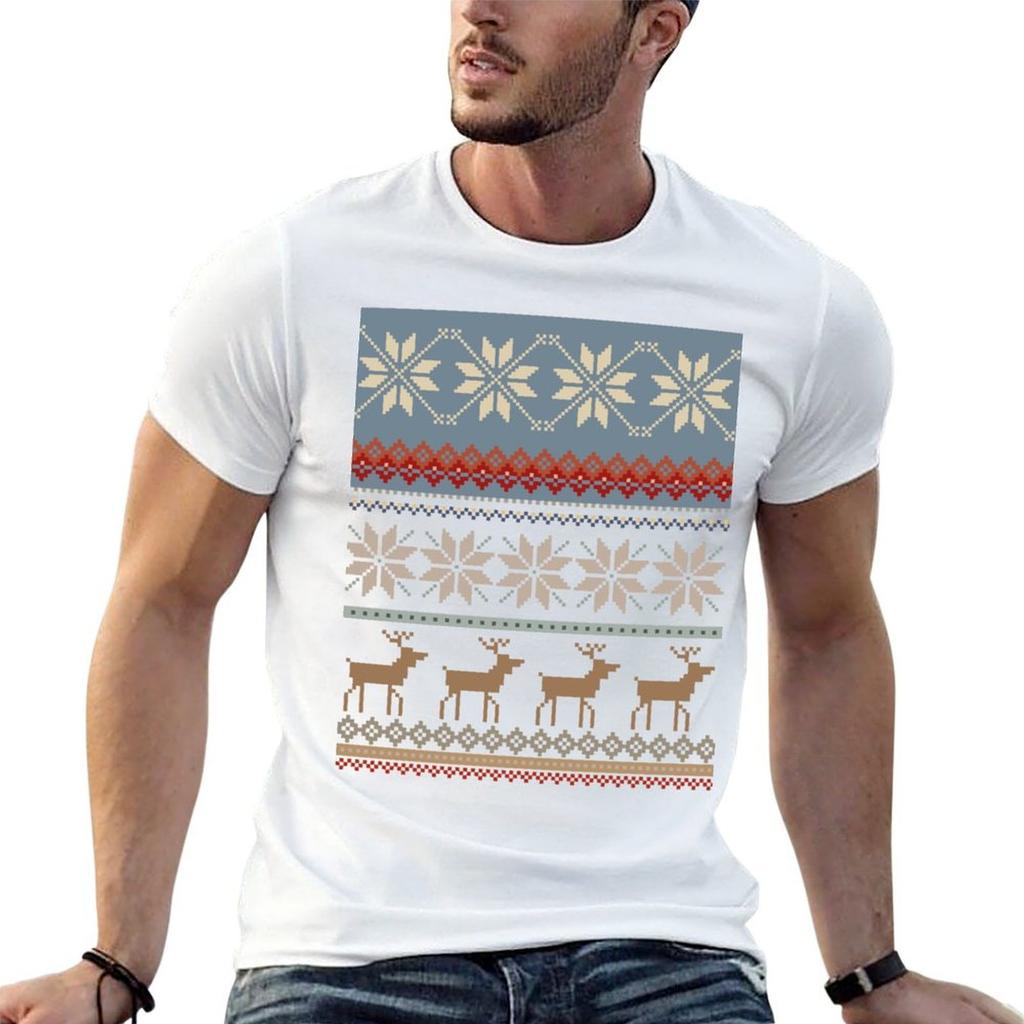 Fair Isle Tshirt Fashion Casual Short Sleeve Top