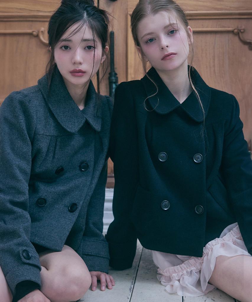 REISE MIYA Cashmere Rosé Double Short Coat [Black]
