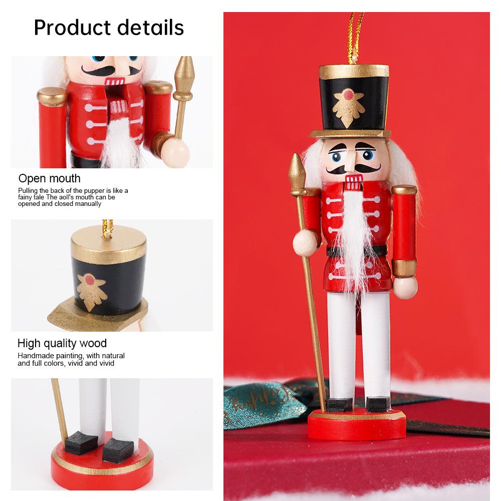 4pcs Christmas Nutcracker Soldier 13CM Small Puppet Handicraft Christmas Tree Hanging Pendant Ornament Festival Gift Home Decor