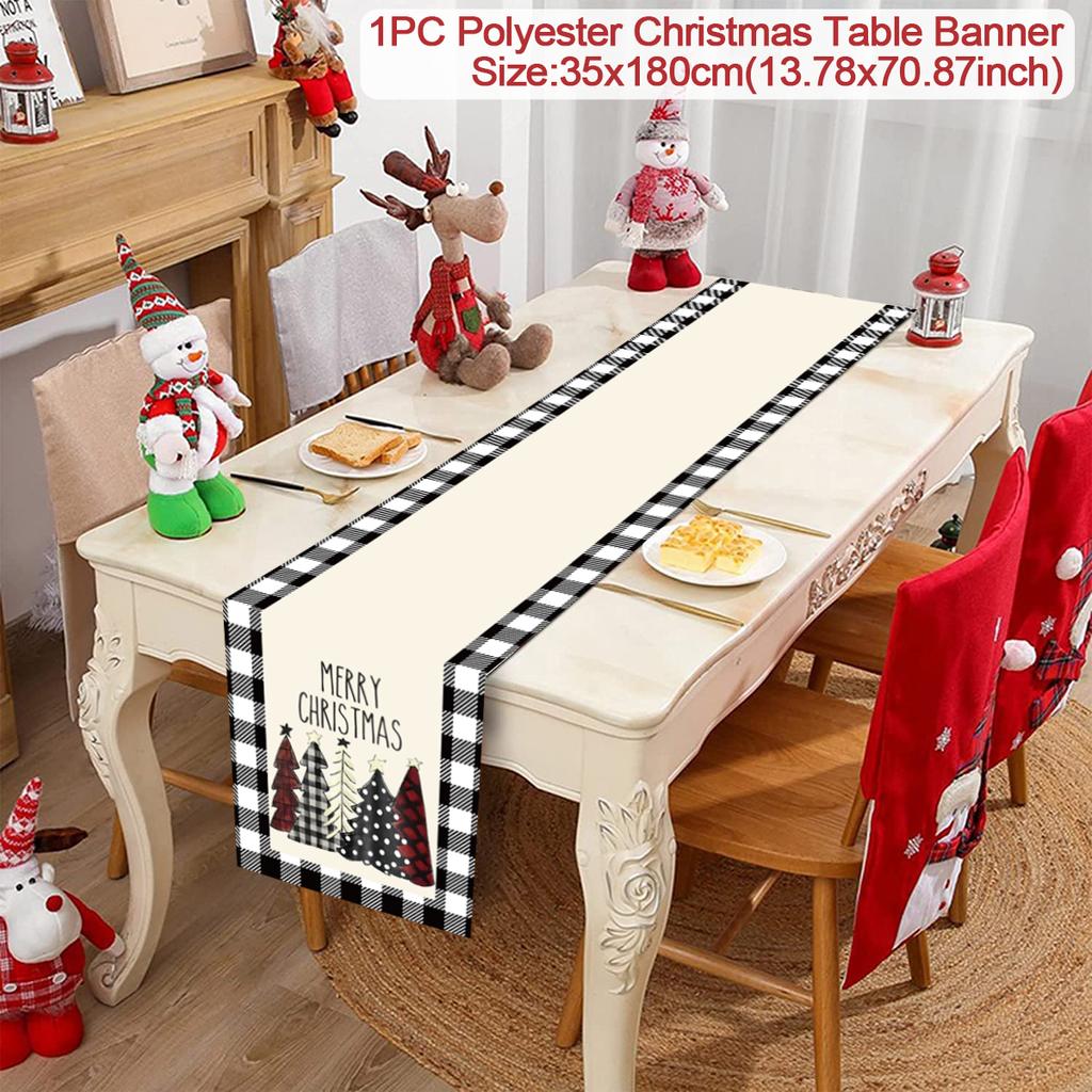 Christmas Table Runner Cloth Merry Christmas Decoration for Home 2024 Tablecloth Xmas Ornament Navidad Natal New Year Gift 2024