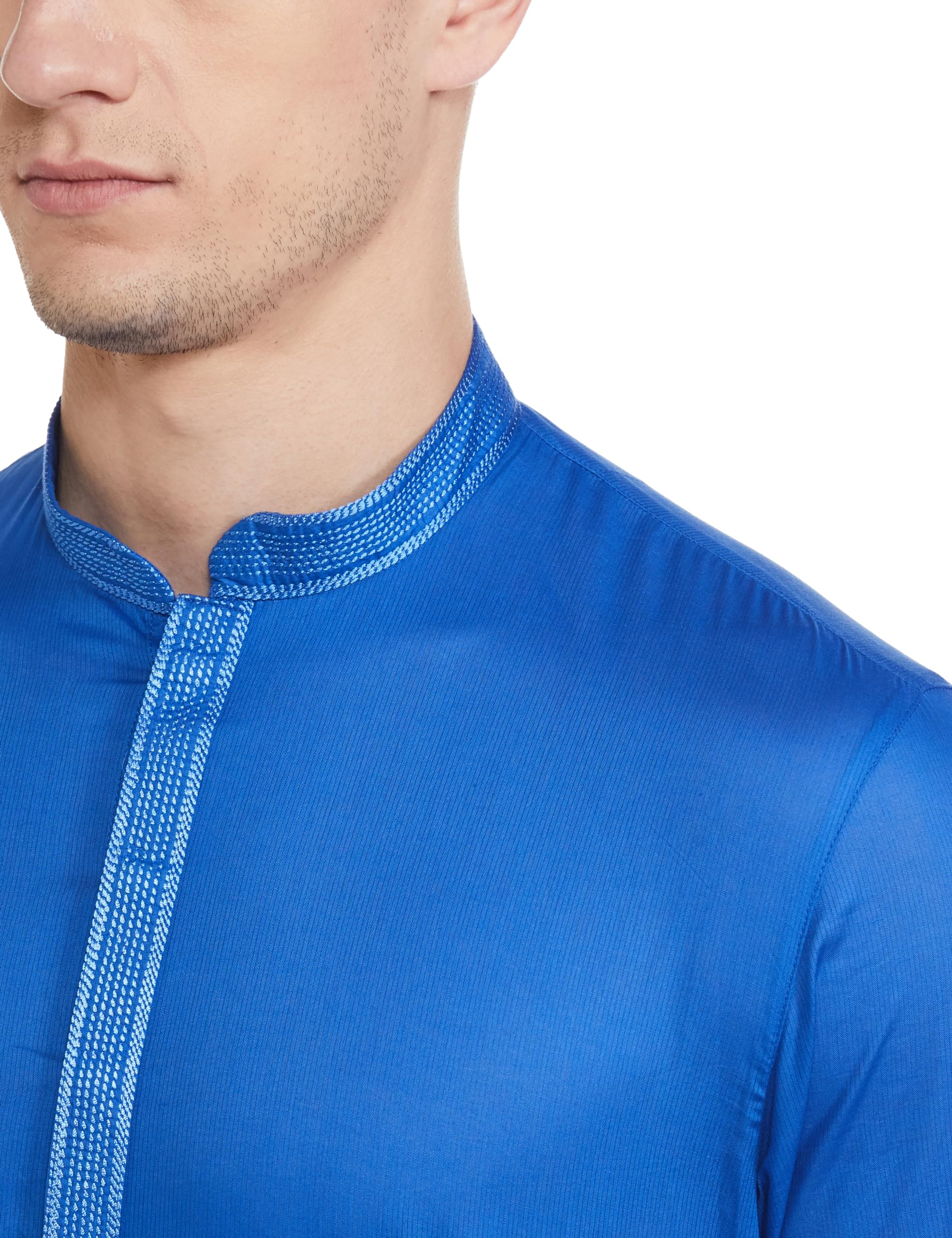 Manyavar Cotton Solid Casual Kurta Set for Men Blue L синий