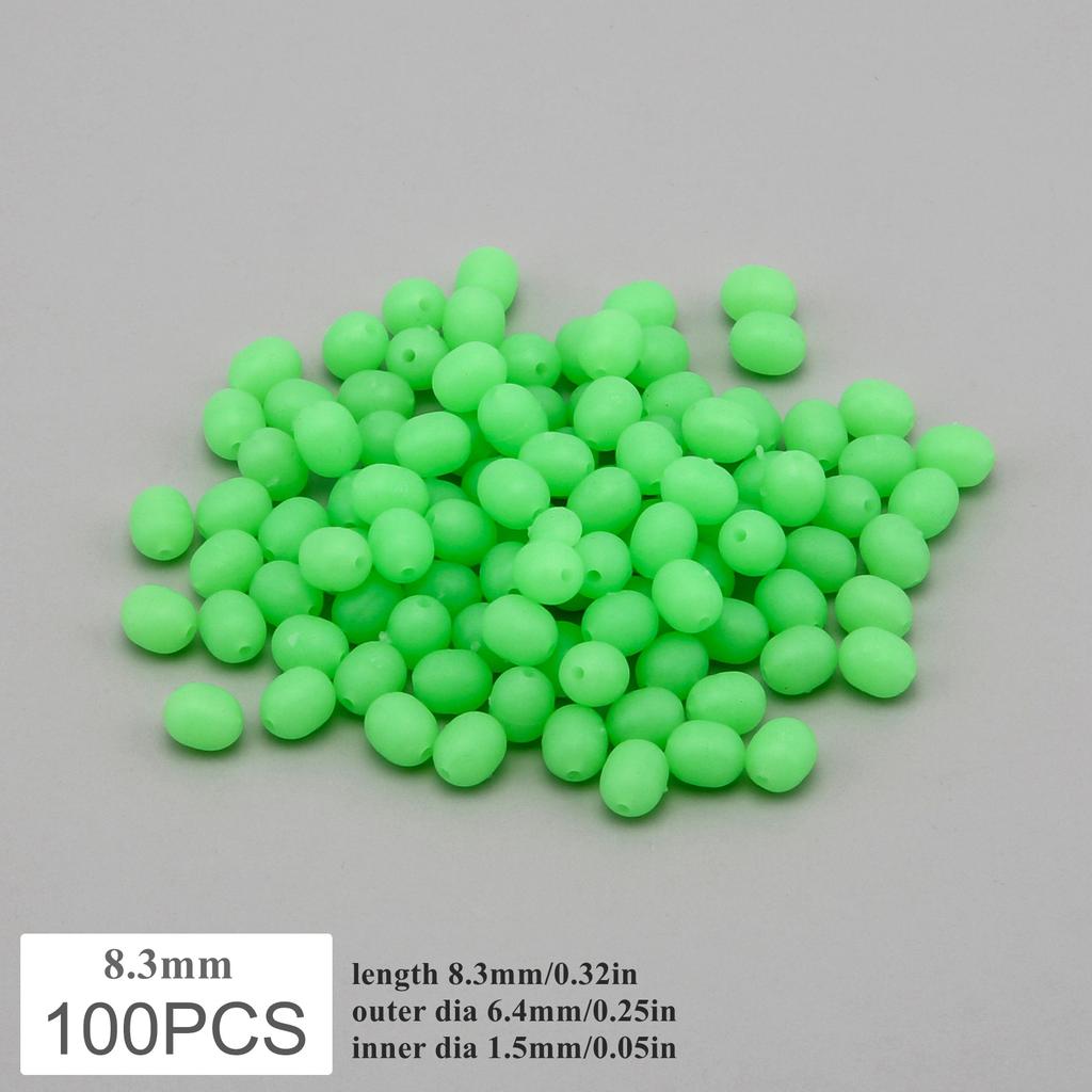 100Pcs Cylindrical Luminous Soft Fishing Beads 5 Optional Sizes 5.2mm 6.2mm 7.2mm 8.3mm 10mm Practical Sea Fishing Tackle Accessories
