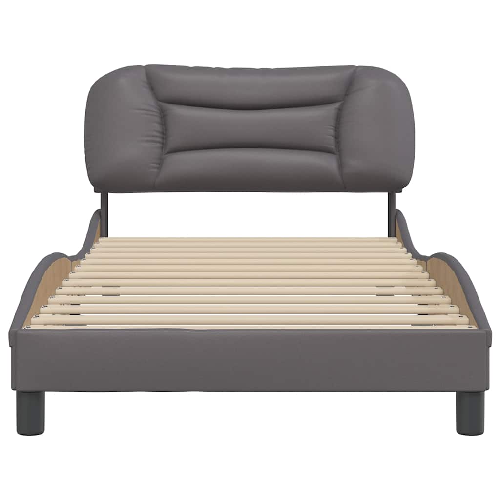Vidaxl Bed Frame with Headboard, Grey, 100X200 Cm, Faux Leather