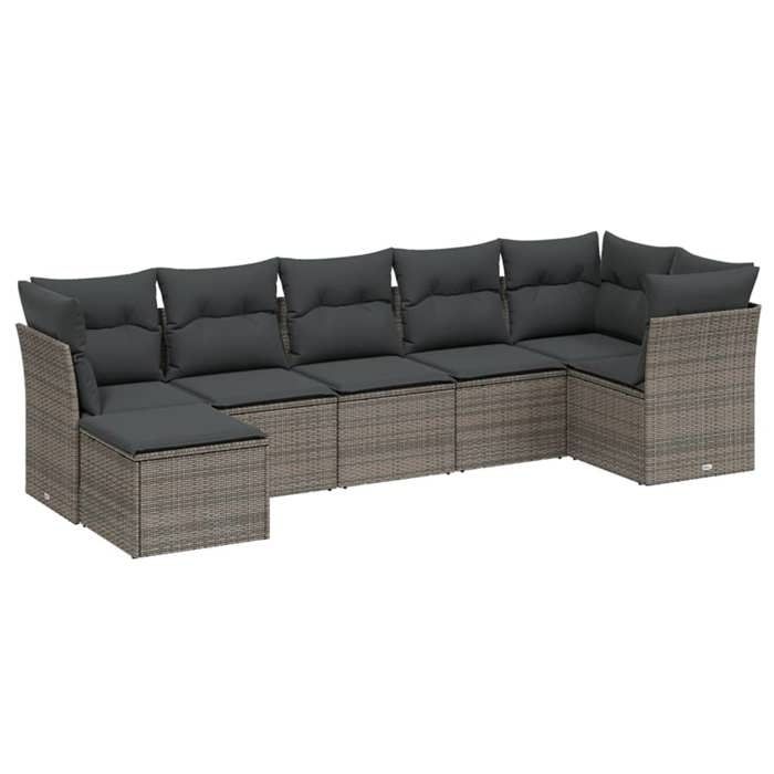 VidaXL Garden Lounge Set with Cushions 7 Pcs, Patio Sofas, Patio Furniture Set, Outdoor Furniture, Grey 3263196