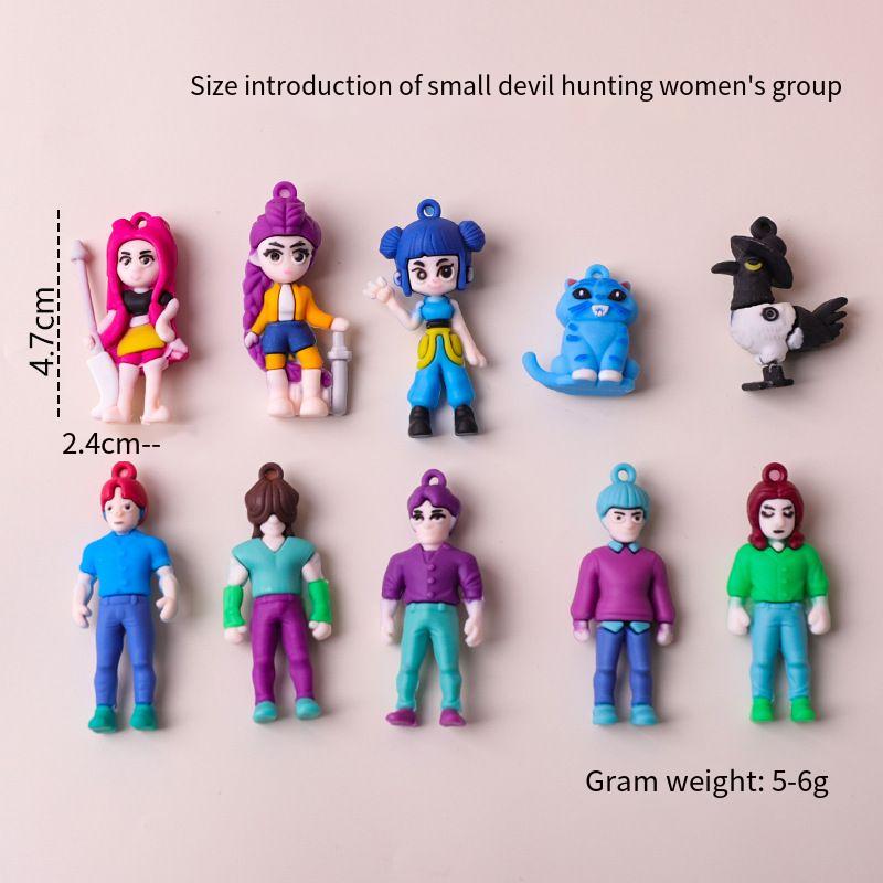 Nouvelle Série de Figurines Boîte Aveugle Groupe de Filles Chasseuses de Démons KPOP Porte-Clé Pendentif en Caoutchouc Souple Ornement d'Affichage Boîte Aveugle de Bureau popmart