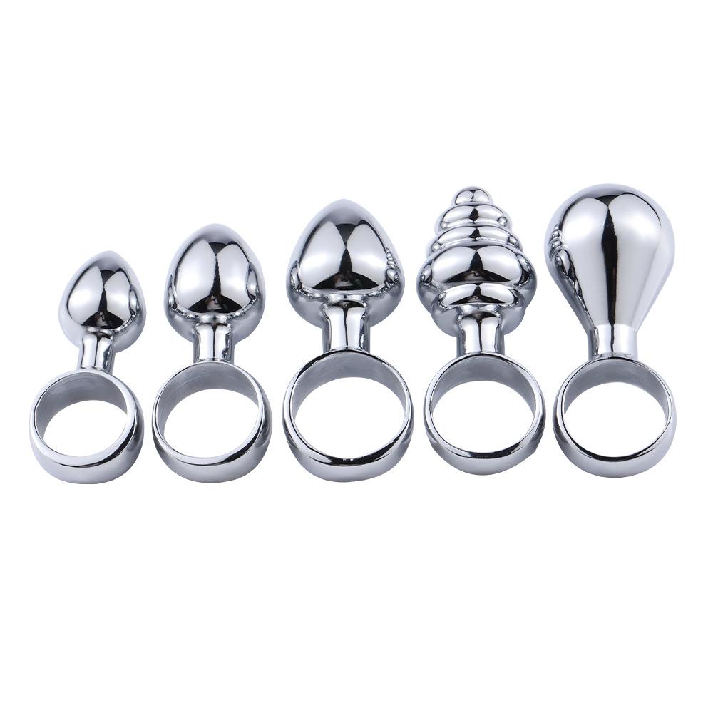Metallic Pull Ring Butt Plug Beginner's Entry Anal Expansion G-Spot Anus Toys for Men and Women