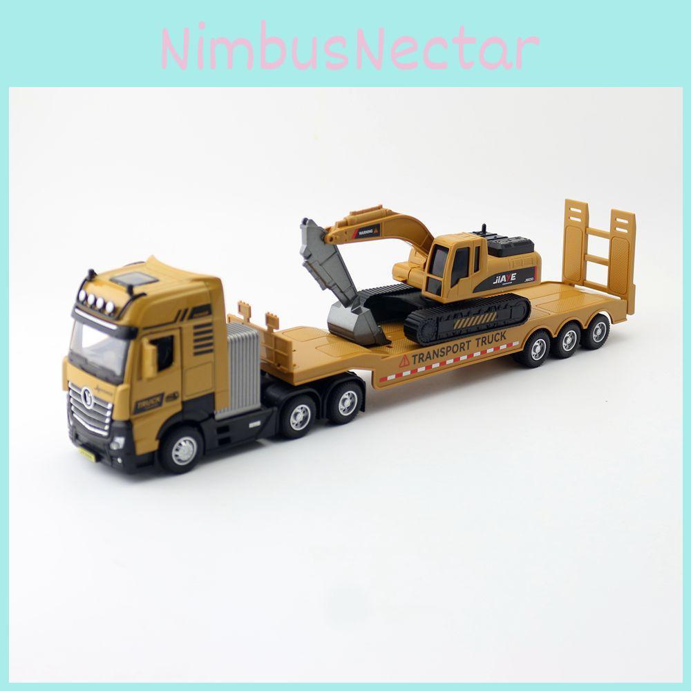 Flat And Trailer Excavator Alloy Model With Acousto Optic Design For Gift Kids