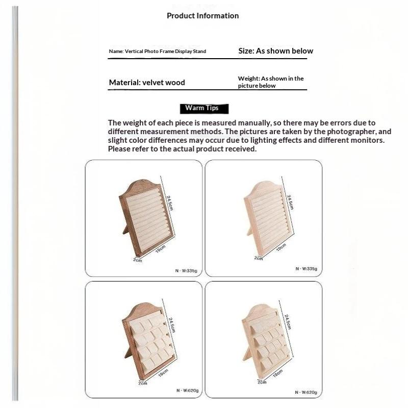 Wooden Ring Display Stand Soft Velvet Lining Large Capacity Smooth Finish Jewelry Rack for Commercial Personal Jewelry Display