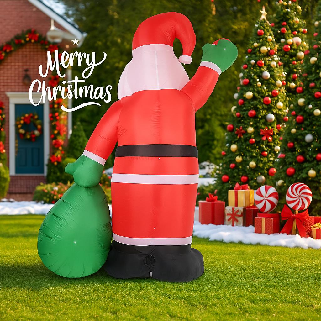 7.9FT Inflatable Toy Santa Claus Gift Bag Xmas Yard Lawn Home Party Decoration with LED Lights  Xmas Home Supplies Ornament Gift
