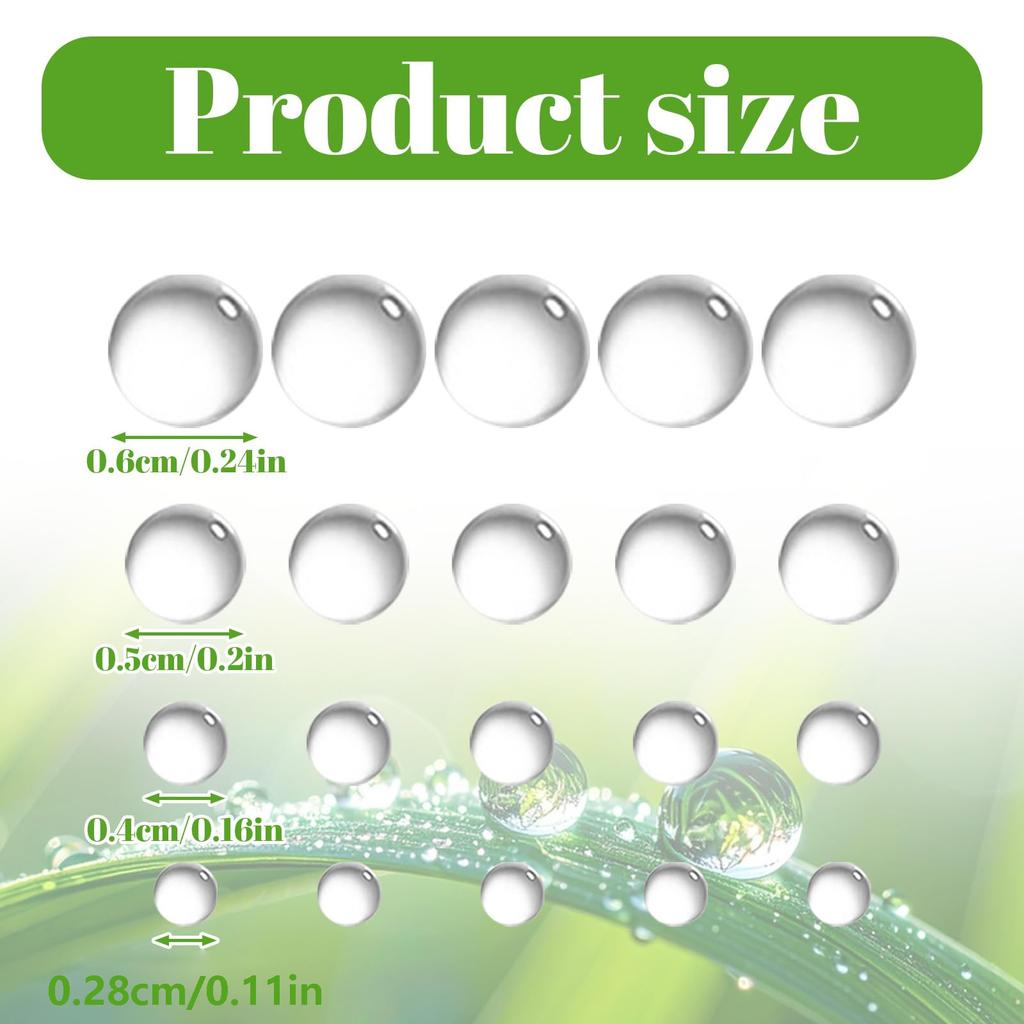 350pcs Clear Acrylic Water Droplets, Half Round Beads, Resin Dew Drop Beads Set for DIY Crafts, Scrapbooking, Card Making