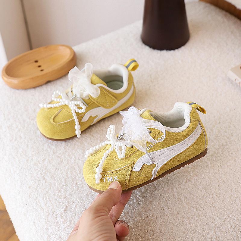 

Korean version of baby girl shoes girls flower moral training shoes summer mesh shoes children sports shoes boys baby soft-soled toddler shoes 25 жёлтый
