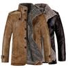Fashionable Men Jacket Warm Solid Color Faux Leather Long Sleeve Men Coat  Winter Jacket Cardigan
