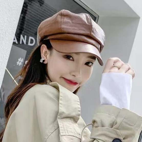 

WTEMPO Ретро повседневные лоскутные береты из искусственной кожи женские Ins модные однотонные швейные крутые шапки из искусственной кожи уличная одежда One Size верблюд