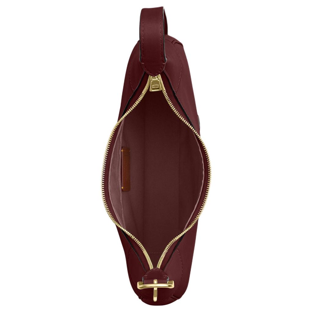 Coach Burgundy Leather Convertible Hobo Shoulder Bag with Gold Hardware for Daily Use