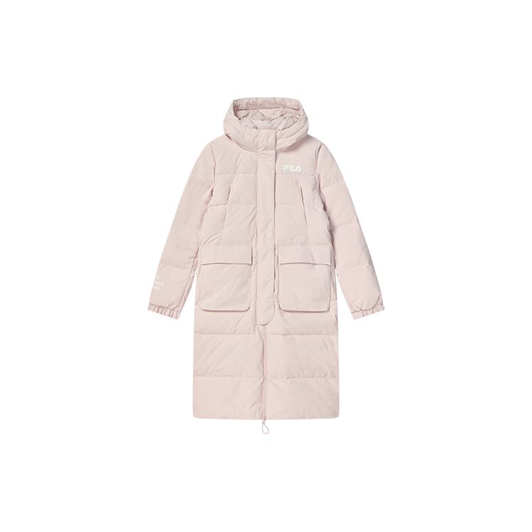 Fila Solid Color Simple Casual Long Hooded Down Jacket Women Outerwear Misty-Pink F11W249906F-LP