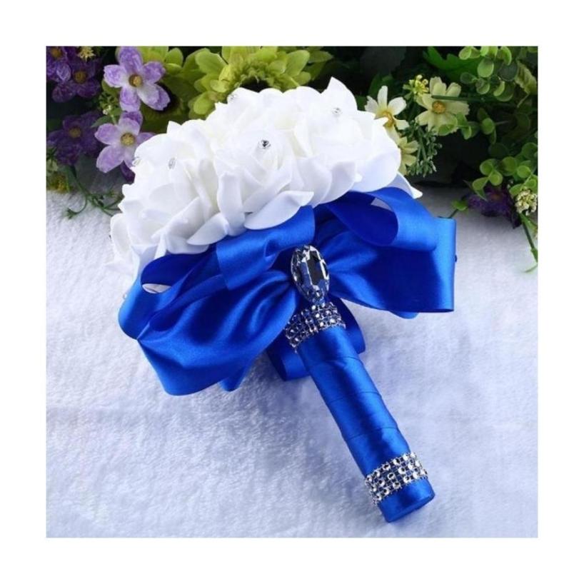 Six Colors European Wedding Handheld Bouquet Silk Flower Artificial Flower Bouquet Bow Forest Outdoor Wedding Flower Bouquet