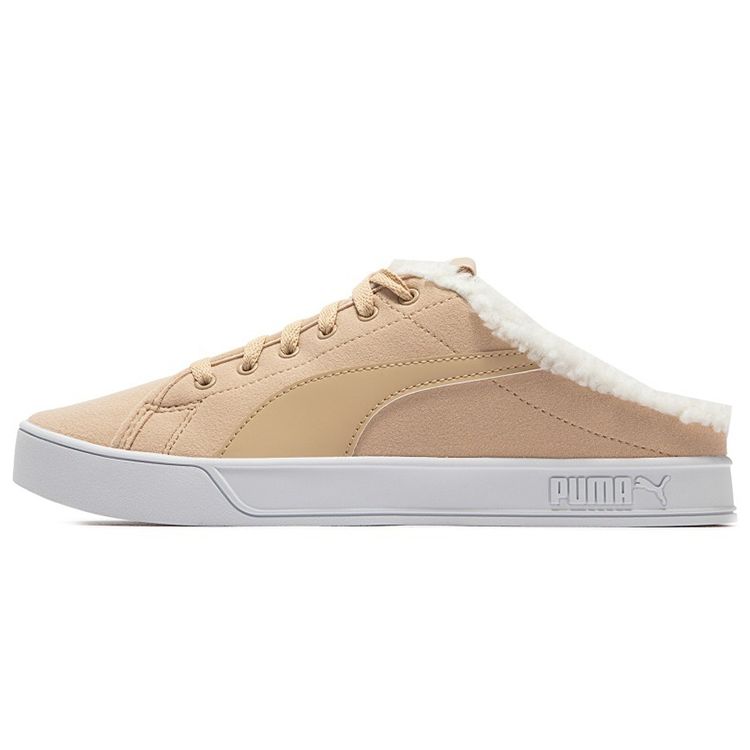 Puma Bari Mule Sherpa Fabric Slip-On Durable Low-Top Skate Shoes Unisex Sneakers Tan 375953-04